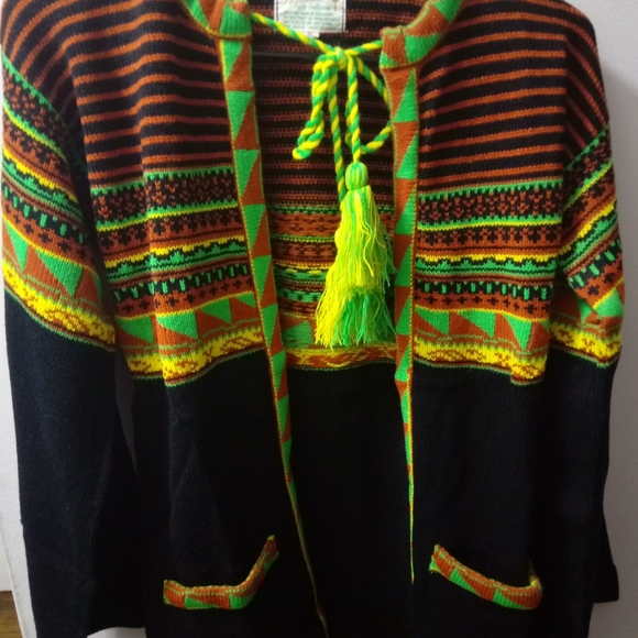 Vintage 1970's, Helen Sue, Women's, Sweater, Size S, Color Black, Yellow, Green - Picture 6 of 7